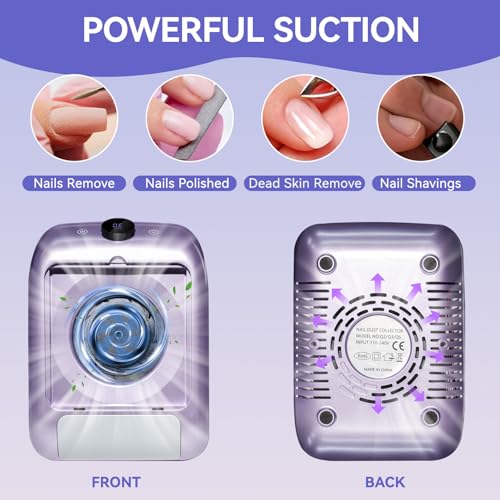 Recolector de polvo para uñas con pantalla LED y velocidad ajustable miniatura 3