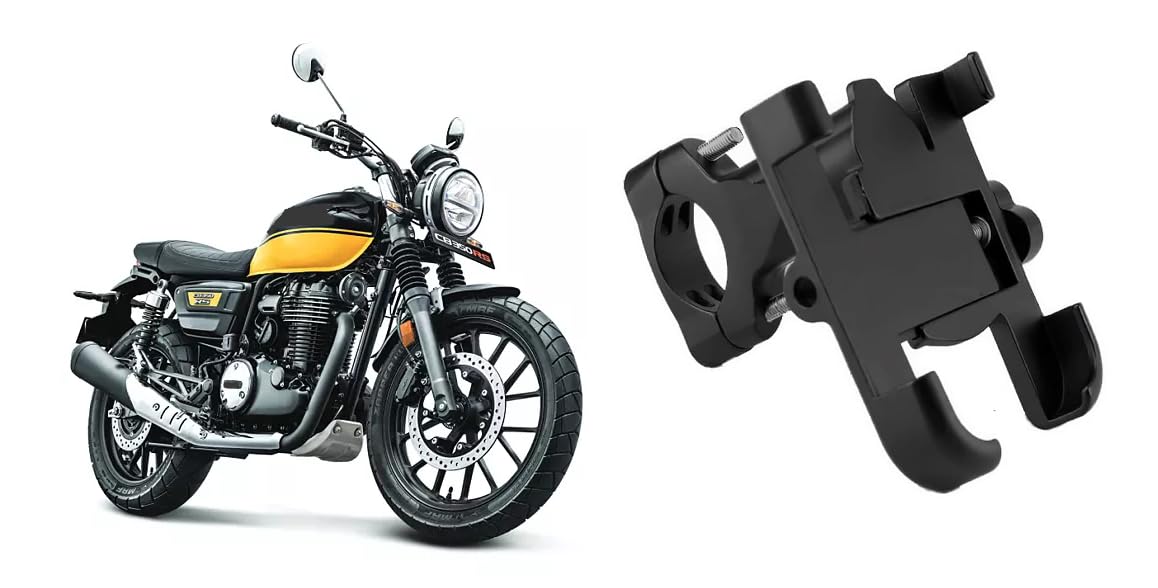 Bike Mobile Holder Metal (Aluminium Alloy) | 360° Rotation Handlebar Phone Mount | Anti-Vibration Clamp | Motorcycle & Cycle Mobile Stand Suitable for Honda CB350RS-picture-25