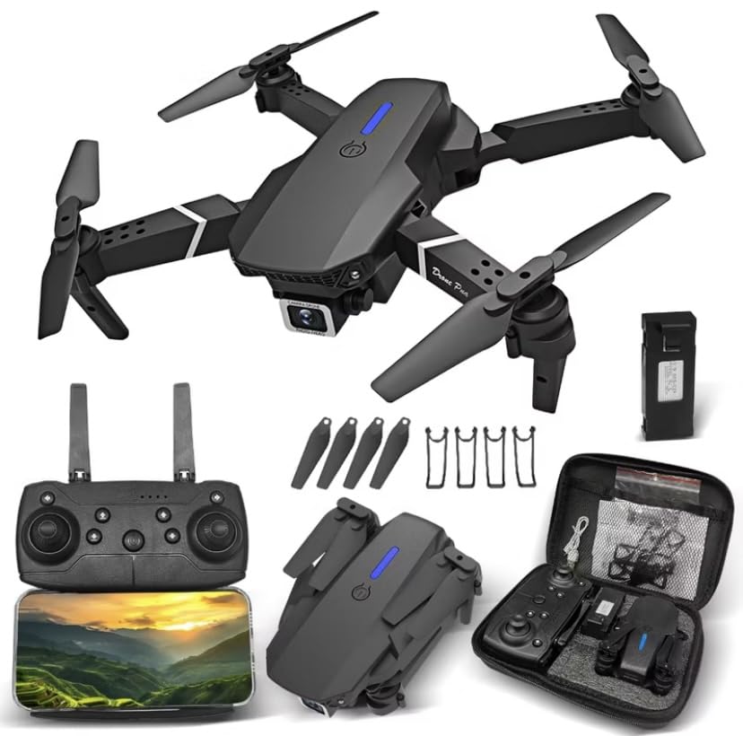 Drone -E99 FPV com 2 câmeras 4K Dual HD, versão atualizada, quadricóptero RC para adultos
