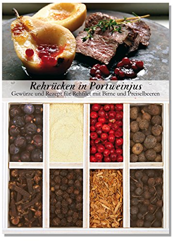 Rehrücken in Portweinjus – 8 Gewürze Set für das Rehfilet mit Birnen und Preiselbeeren(46g) –...
