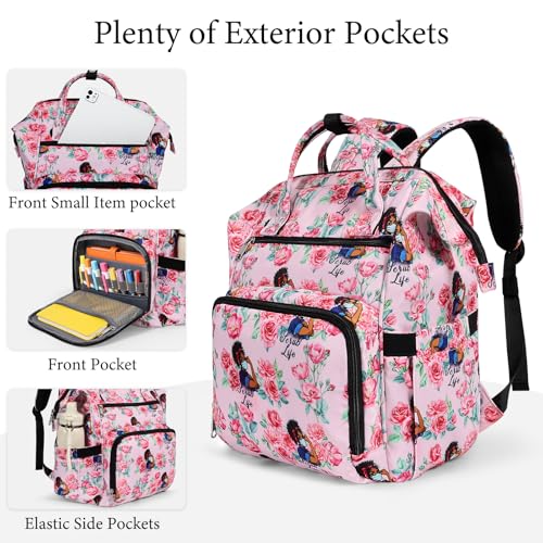 Image of Gatycallaty Nurse Backpack for Work, Water-Resistant Medicine Bookbag with 15.6 inch Laptop Compartment, Nursing Travel Bag with Zip-Top Closure (Pink)