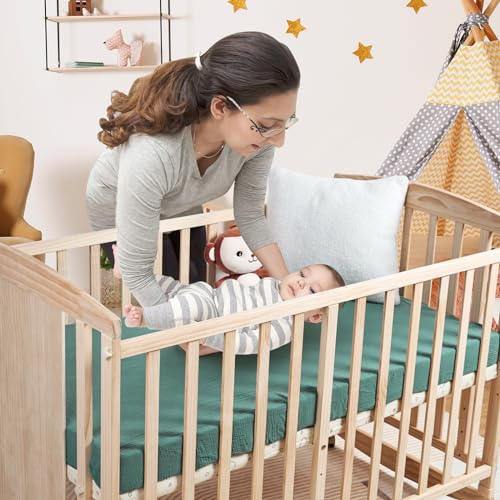 Image of Muslin Cotton Crib Sheets 2 Pack - 100% Cotton, Soft & Breathable - Standard & Toddler Sizes (28x52 Inch) - Unisex, Bohemian Style