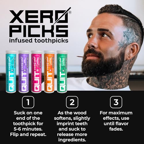 xero picks infused flavored toothpicks to help quit smoking - nicotine free variety pack 20 count pack of 5 non-gmo kosher vegan