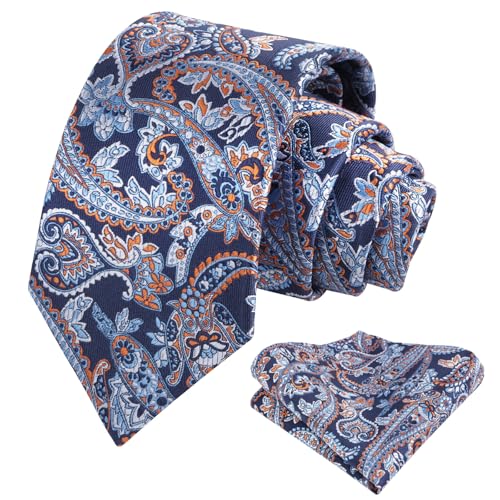 Image of Alizeal Mens 3.15'' Vintage Paisley Tie Pocket Square Set | Elegant Perfect for Banquet Wedding and Party