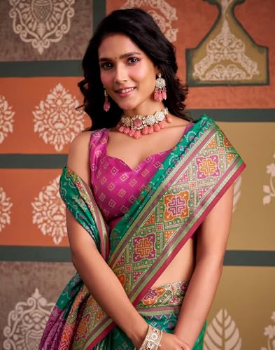 Image of MADHUHANSH Women's Cotton Linen Saree with Unstitched Blouse Piece and Floral Printed Pattern | Women Saree for Special Occasion | Stylish Modern Sarees