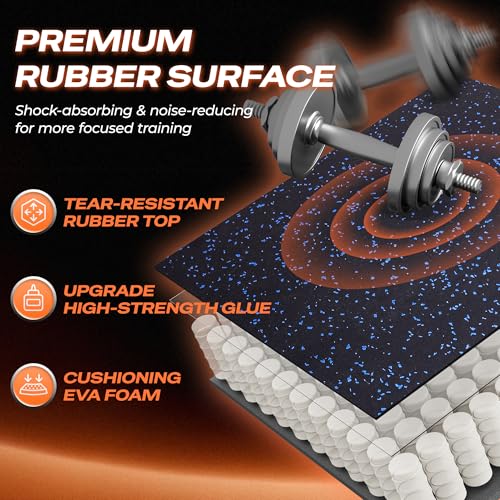 Image of SUPERJARE 0.56'' Thick 192 Sq Ft Rubber Top Gym Flooring for Home Gym