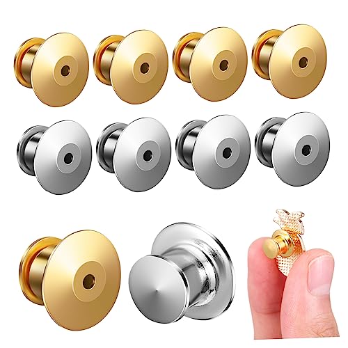 DOITOOL 10Pcs Metal Locking Pin Backs for DIY Crafts Lightweight Pin Locks for Enamel Pins Durable Brooch Clasp Backs Easy to Use and Secure for Various Occasions