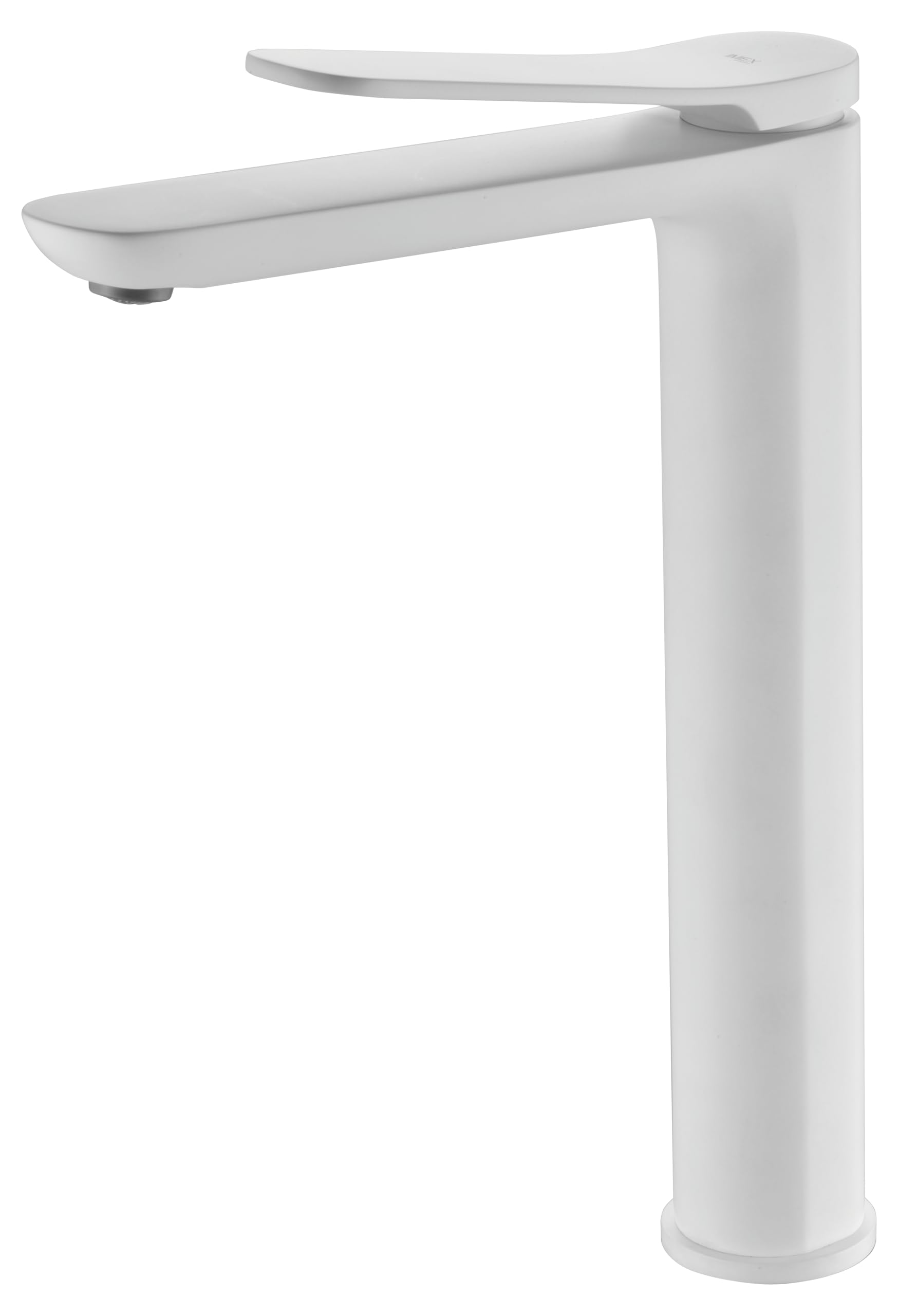 IMEX - Grifo Lavabo Blanco Caño Alto | Grifo Baño Mezclador Agua Fria y Caliente | Grifería Monomando Efeto Cascada con Caño de Latón y Ahorro de Agua | Serie Dinamarca | Color Blanco Mate