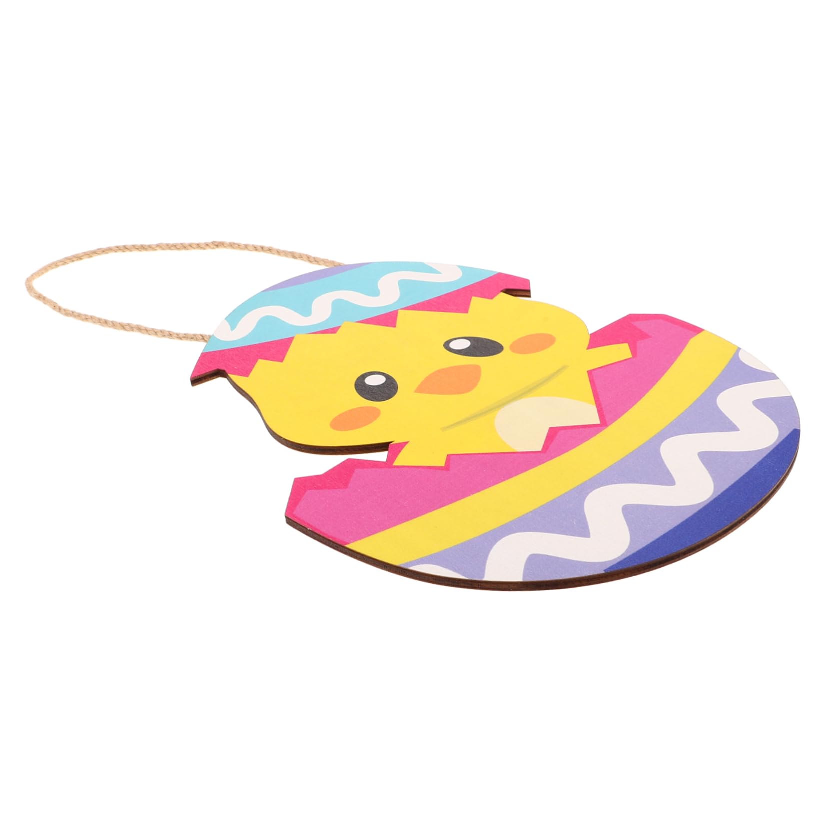 TEHAUX Spring Door Hanger Cute Cartoon Chick and Colorful Eggs Wooden Plaque for Party Decoration Charming Welcome Sign for Home Decor