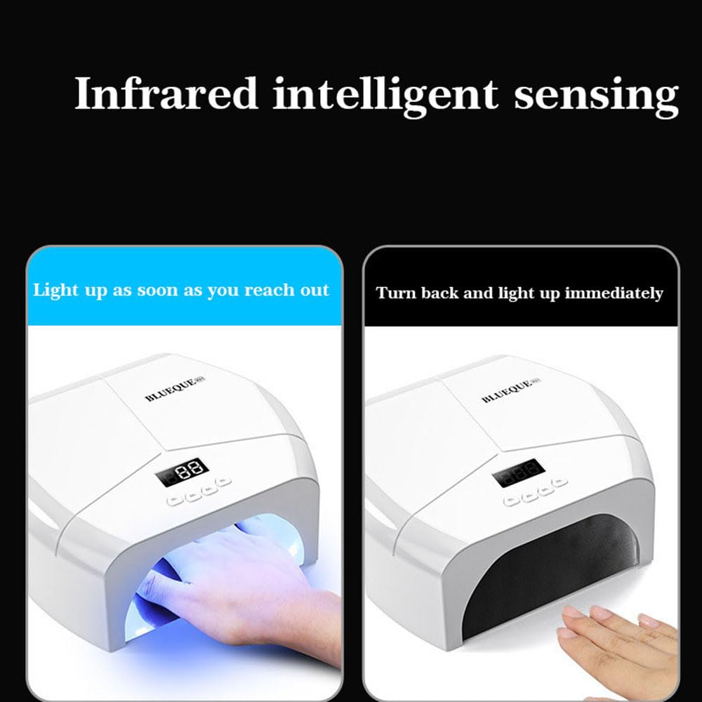 Lámpara UV para esmalte de gel, secador de secado rápido de 288 W con 4 ajustes de temporizador, herramienta profesional de arte de uñas LED para uso doméstico y de salón, 72 luces LED