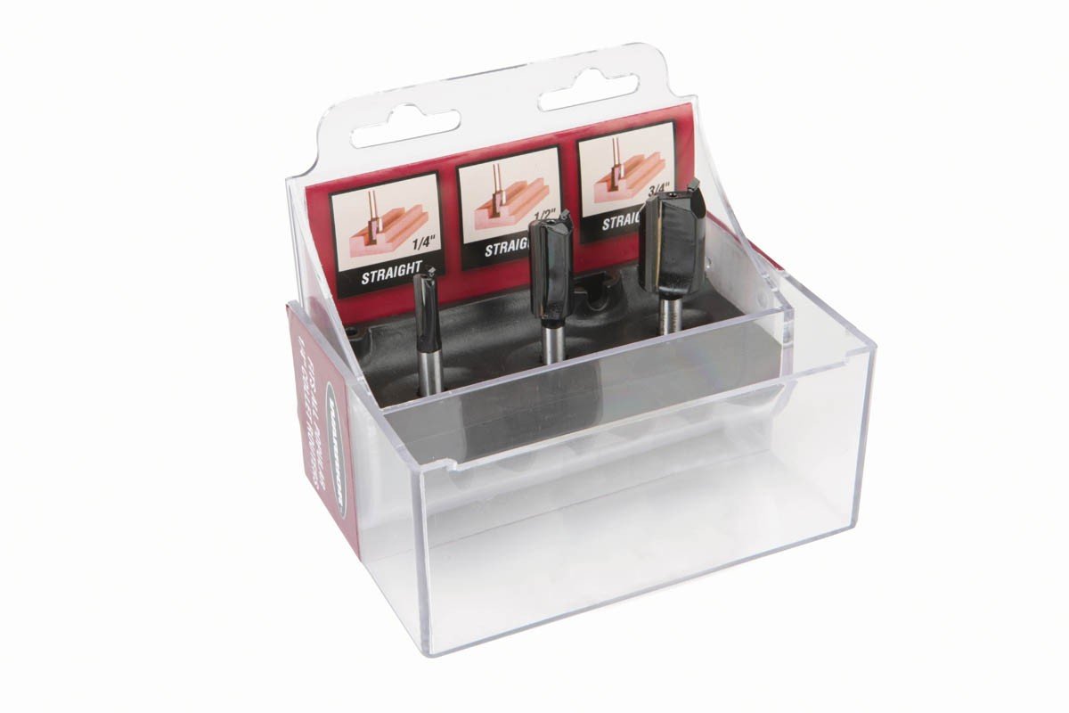 3 Piece Straight Router Bit Set