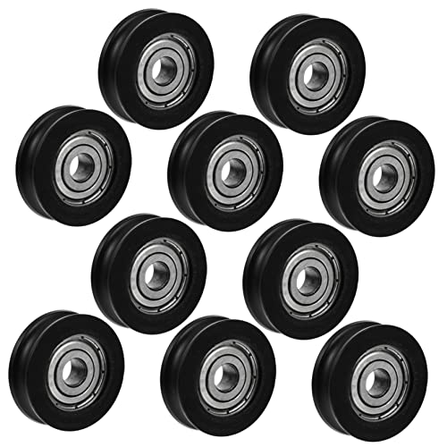 HOMSFOU 2 Sätze Rolle Rillenrad Vom Typ U Rillenriemenscheibe Vom Typ U Zubehör Riemenscheiben Geräteschieber Großes Riemenrad Hardware Schiebetürrad Scheunentor Nylon Black 10 Stück * 2