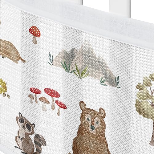 Image of Sweet Jojo Designs + BreathableBaby 2-Piece Breathable Mesh Crib Liner Set (Woodland Forest Animals) for Boys /Girls, Baby, Infants /Newborn Nursery (Animal Friends, Bear, Fox, Hedgehog, Watercolor)