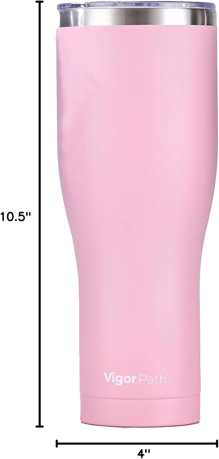 VIGOR PATH Insulated Tumbler Cup with Slide Lid, Double-Walled Vacuum Stainless Steel Water Bottle Travel Mug - Leak-Proof Thermal Cup for Home and Outdoor Adventures - 40oz (Pink) - Image 7