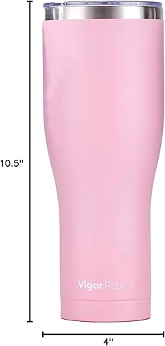Miniatura 7 de VIGOR PATH Vaso aislado con tapa deslizante, botella de agua de acero inoxidable al vacío de doble pared - Taza térmica a prueba de fugas para el