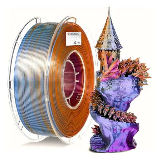 Image of FiLAMONT PLA Silk Filament 1.75mm, 3D Printer Filament, Shiny Silk 1.75 PLA Filament, 1kg(2.2Lbs) /Spool (Silk Blue Purple Orange)
