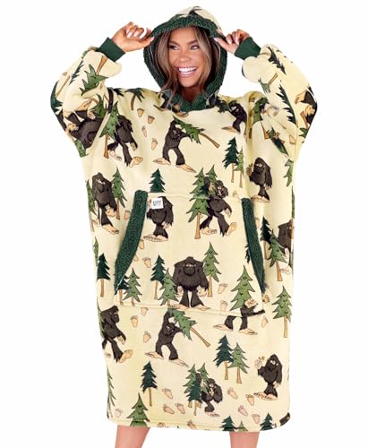 LazyOne Oversized Blanket Hoodie Comfortable Sleepwear Oversized Hoodies for Women and Men One Size Fits All Wearable Blankets (Bigfoot)