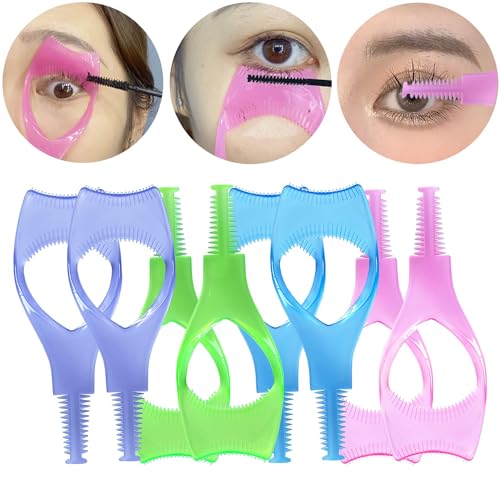 Whybraw 8PCS Lash Buddy Mascara Shield and Applicator Tool - 3 in 1 Upper Lower Guard, Separator and Eyelash Comb