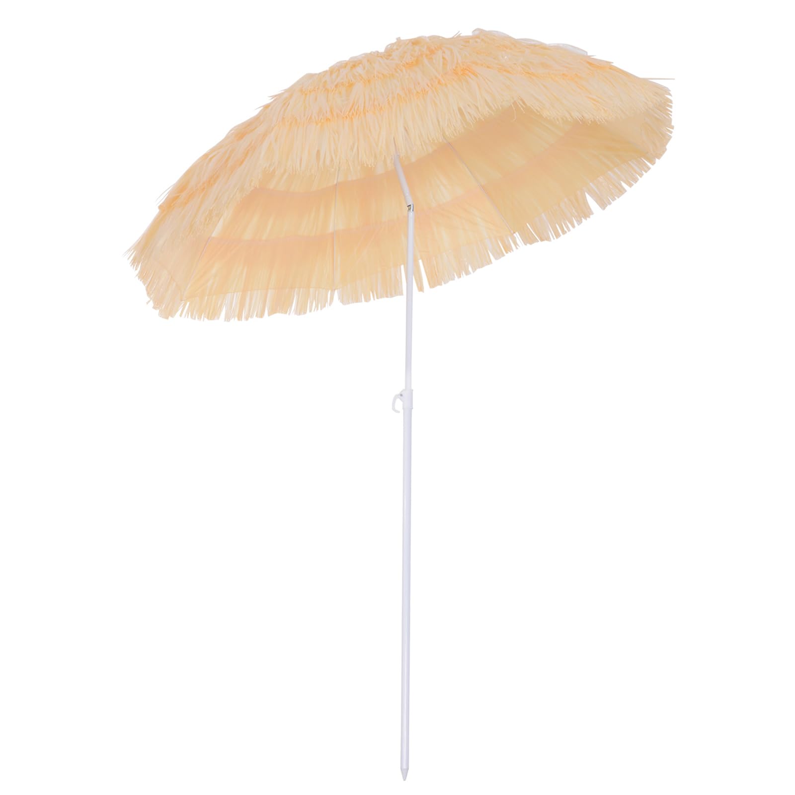 Outsunny Parasol de Plage Design Hawai Raphia Artificiel 160 cm Beige
