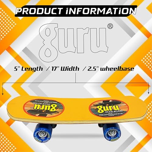 Image of GURU Skateboard, Wooden Non-Slip Skateboard for Kids, Adult, Casterboard /Skate Board /Hoverboard /Longboard for Beginners, Learners, Training Purpose for All Age Group