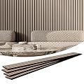 VEVOR Wood Slat Acoustic Panel, 7.9 x 94.5 in, 4-Piece MDF Accent Wall, Faux Wood Board for Modern Interior Decor and Noise Reduction, Silver