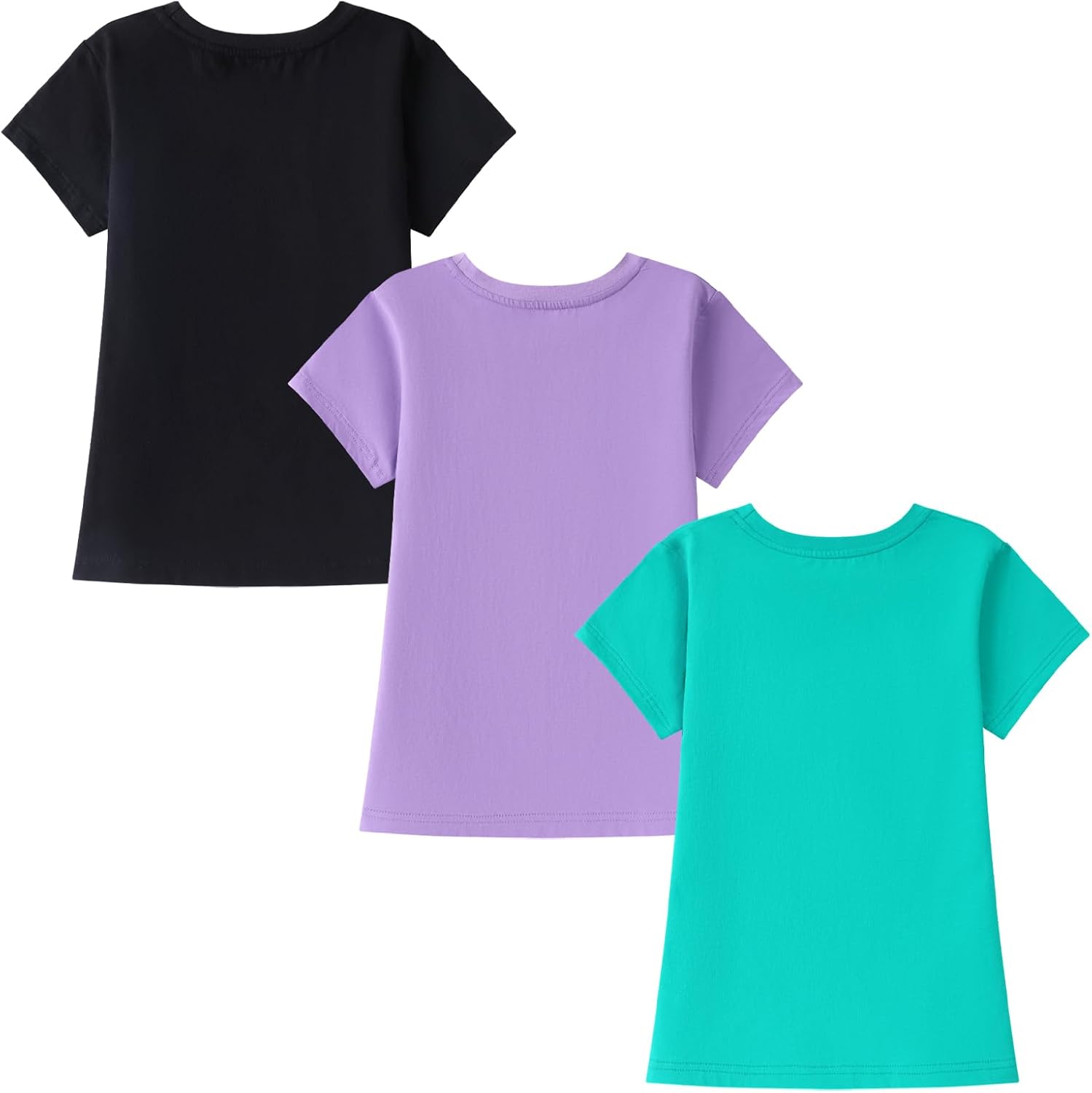 HILEELANG Girl T-Shirts Short Sleeve Graphic Tees Cotton Casual Summer Tops Shirts 3 Packs - Image 4