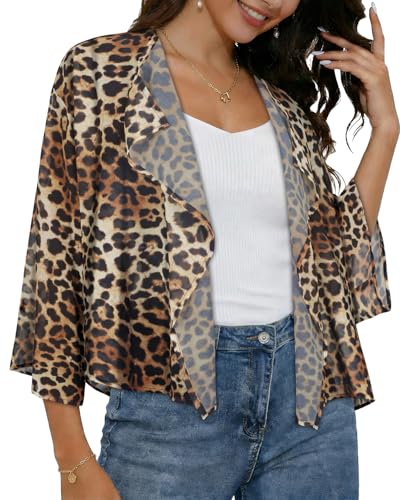 Image of Womens Summer Tops Short Shrugs Kimono Cardigans Casual Chiffon Bolero Jackets 2026