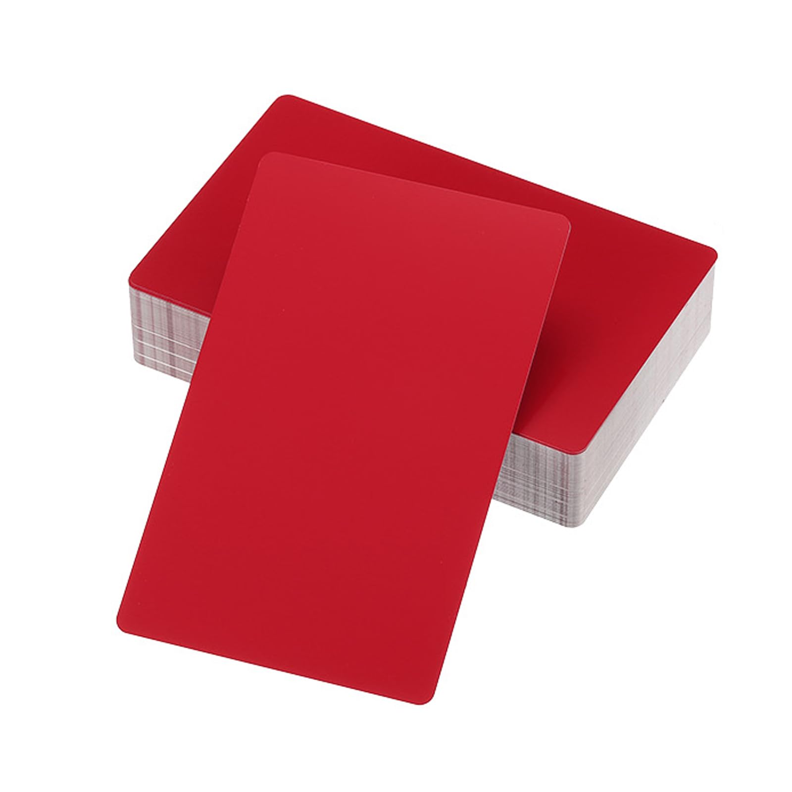 PATIKIL 300 Pack Metal Business Cards Blank, 0.45mm Thick 3.4x2.1 Inch Aluminum Laser Engrave Printable Name Card for Custom DIY Red