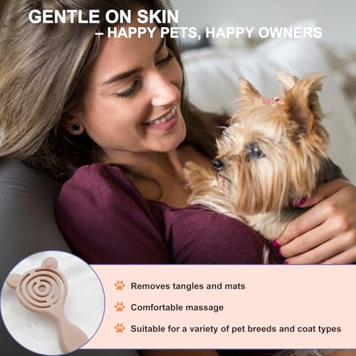 Cat-Ear Design Puppy Brush, Gentle Soft-Bristle Small Dogs Plastic Detangling Grooming Tool, Fit for Yorkie Shih Tzu Maltese Maltipoo (Light Pink) - Image 6