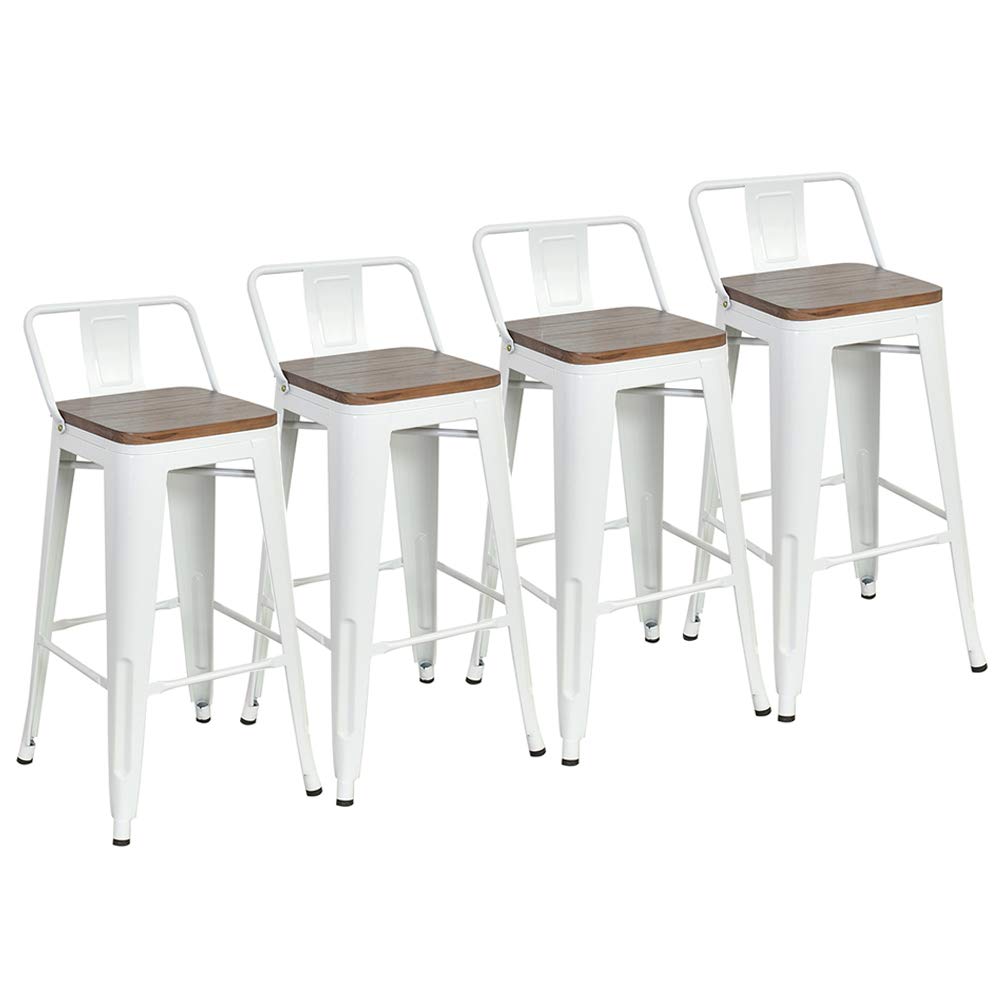 Dekea 26 Inch Low Back Bar Stools With Wooden Top Counter Height