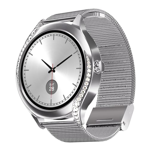 Image of Boat Enigma Gem Women's Luxury Smart Watch w / 1.19 inch (3.02cm) AMOLED Display, Emergency SOS Live Location Sharing, Female Wellness, Watch Face Studio, BT Calling, Watch for Woman (Metallic Silver)