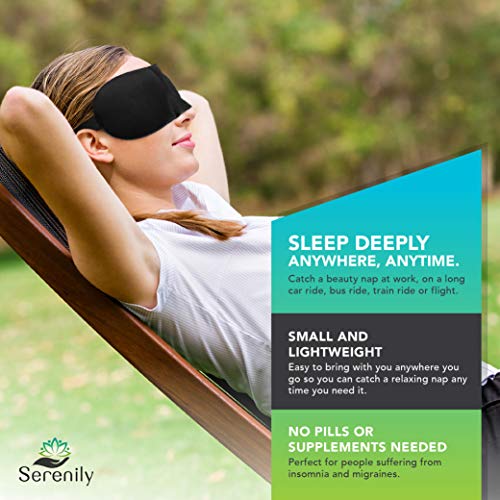 Serenily Super Smooth Sleep Mask - 3 Pack Lightweight Sleeping Mask, 3D Contoured Shape Blindfold Mask, Mask For Travel, Eye Mask For Sleeping With Adjustable Strap, Includes A Pair Of Earplugs #TOP6