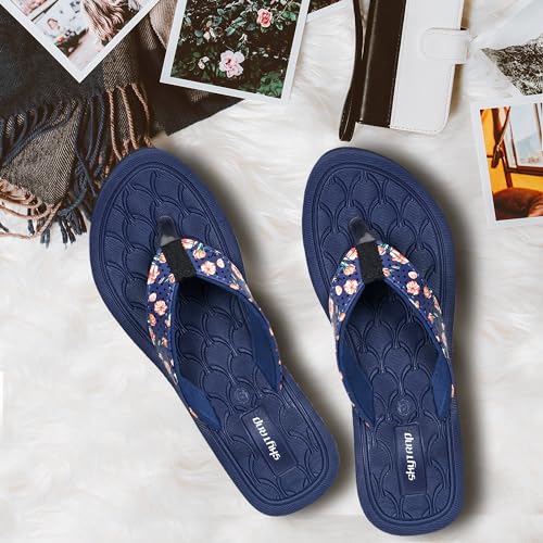 Image of Skytrap Women Blue Nubuck Slippers Flipflop