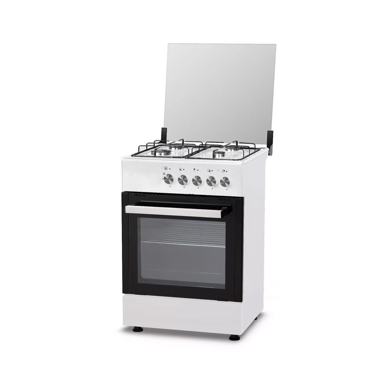 Forno a Gas con Forno Elettrico Integrato 4 Fuochi 51-55L 1100W 60x60x60cm Bianco