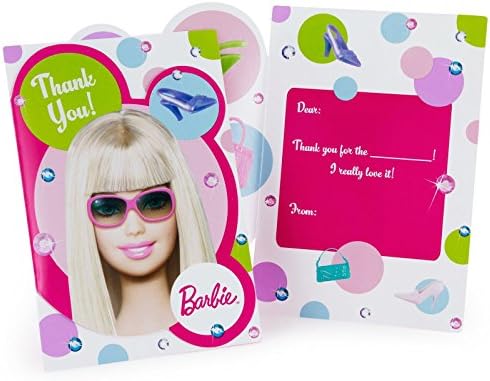 Amscan Barbie All Doll’d Up Folded Thank You Cards, 8-Count image 2