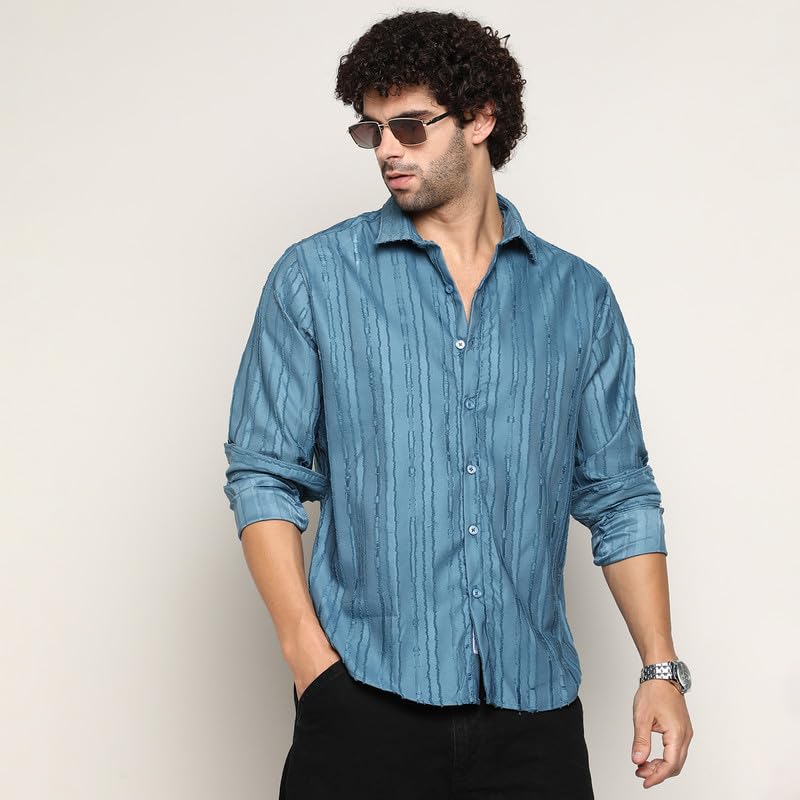 Image of CAHOOT Men's Shirt for Casual Wear | Mid-Rise | Regular Fit | Button Closure | Shirt Crafted with Comfort Fit for Everyday Wear