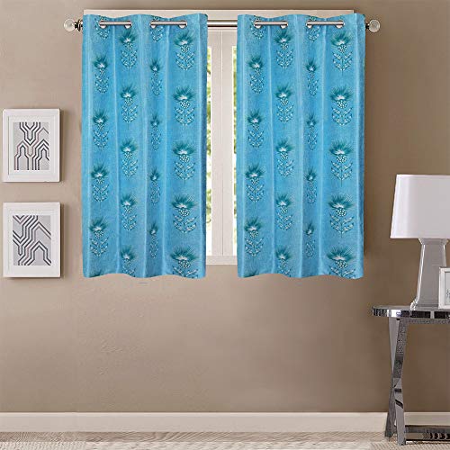 Image of Queenzliving Secret Linen Curtain, Window 5 feet- Pack of 2, Sky Blue