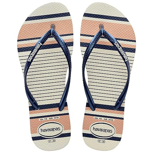 Chinelo Slim Nautical, Havaianas, Meninas, Branco/Marinho, 23/24