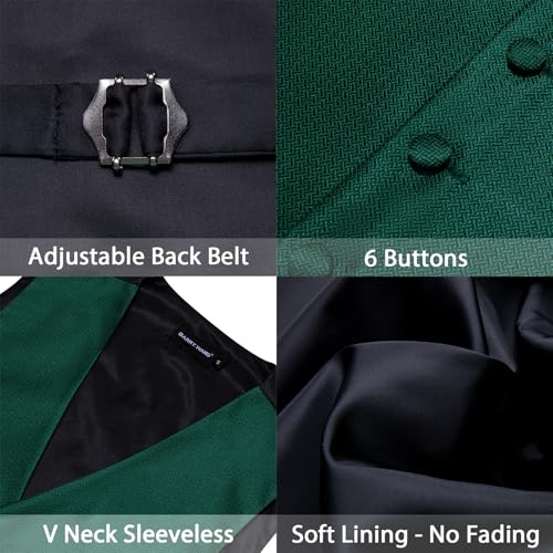 Image of Barry.Wang Men's Suit Vest Tie Bowtie Set Formal Silk Paisley Waistcoat Hanky Cufflinks Lapel Pin Set Wedding Party 7PCS