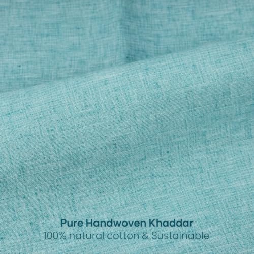 Image of Unstitched Cotton Fabric for Men and Women - Light Weight Self Pattern Khadi Cotton Fabric Material (5 Meter, Light Blue)