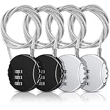 4 Pieces 3 Digit Combination Lock Wire Stroller Waterproof Padlock Cable Locks Lightweight Locker Lo