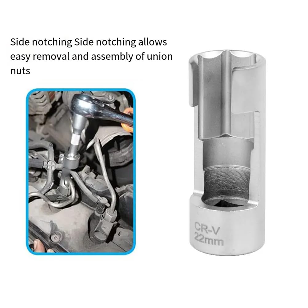Loufy Outil de Réparation Hexagonal en Acier Chrome Vanadium Argenté à Douille Fendue pour le Démontage de la Sonde à Oxygène sur Tuyau D' de Vidange