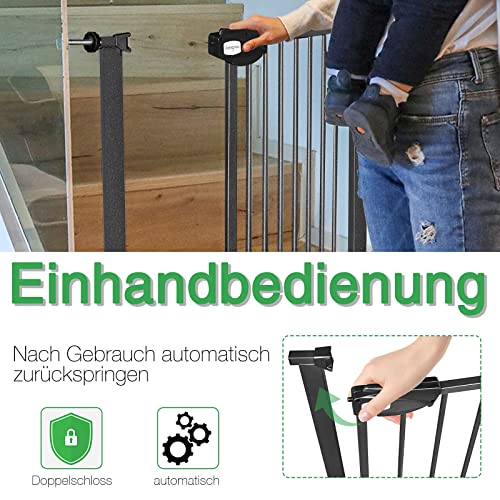 YRHome Türschutzgitter ohne Bohren Treppengitter Treppenschutzgitter für Kinder Türgitter Auto-Close 180° Zweiwegeöffnung Baby Schutzgitter für Baby Kinder, 75-85 cm breit Schwarz