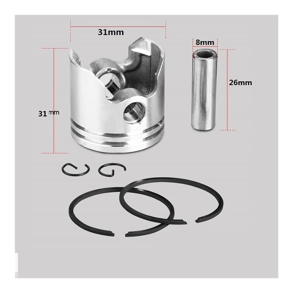 Parti Kit PISTONE for DECESPUGLIATORE TL23 da 31 mm, Adatto for DECESPUGLIATORI M TB23 TU23 TLE23 23CC, Anelli Cilindro, Clip Perno, ASSEMBLAGGIO