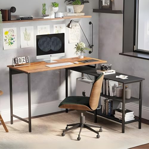 TEKAVO Computer Office Table Desk for Home Office Use L-Shape Multipurpose Engineered Wood Finish Writing Study Industrial Executive Computer Laptop Desk Table Rustic Brown & Black | DIY (120x50x76cm) TEKAVO Computer Office Table Desk for Home Office Use L-Shape Multipurpose Engineered Wood Finish Writing Study Industrial Executive Computer Laptop Desk Table Rustic Brown & Black | DIY (120x50x76cm)