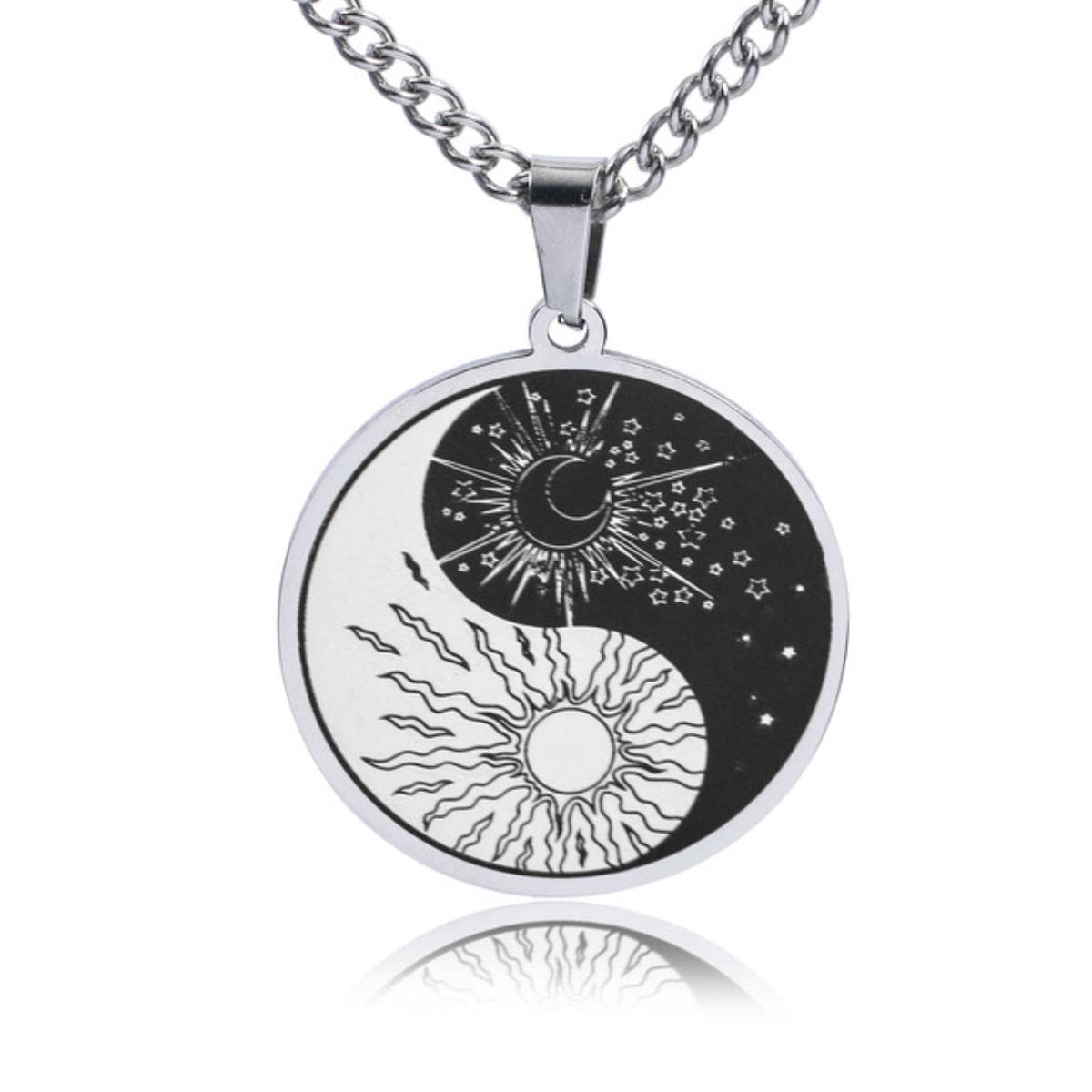 YAHOYA Vintage Creative Stainless Steel Yin Yang Tai Chi Pendant Necklace Suitable for Men‘’s and Women's Casual Amulet New Year Gifts