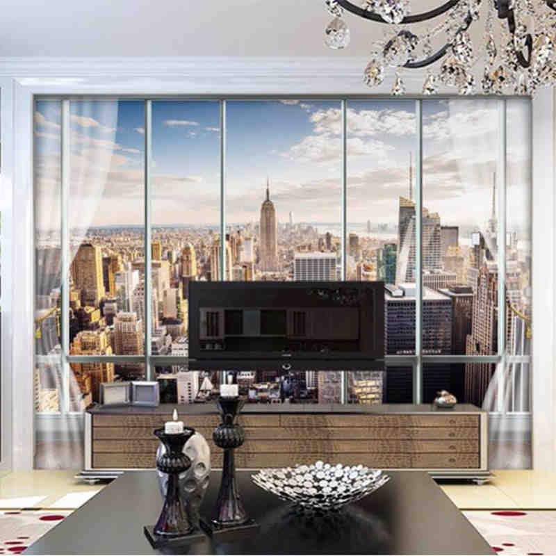 Fototapete,benutzerdefinierte 3D-Stereo-Neuheit,außerhalb des Fensters,New York City-Landschaft,Wandgemälde,Büro,Wohnzimmer,Dekor,Tapete