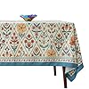 French Tablecloth for Rectangle TablesLinen Table Cloth with Colorful Flowers and Leaves PatternHeavy Durable Soft Table Cover for Dining Kitchen Decor Party Christmas5571