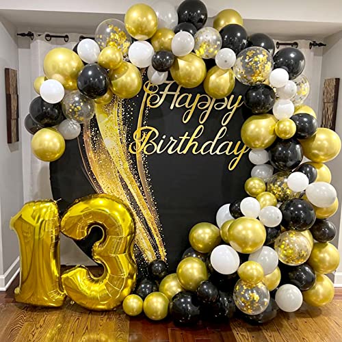Rubfac Black Balloons Latex Balloons 100Pcs 12 Inch Helium Balloons For Birthday Graduation Baby Shower Wedding Holiday Party Decoration, Black Ribbon #TOP4