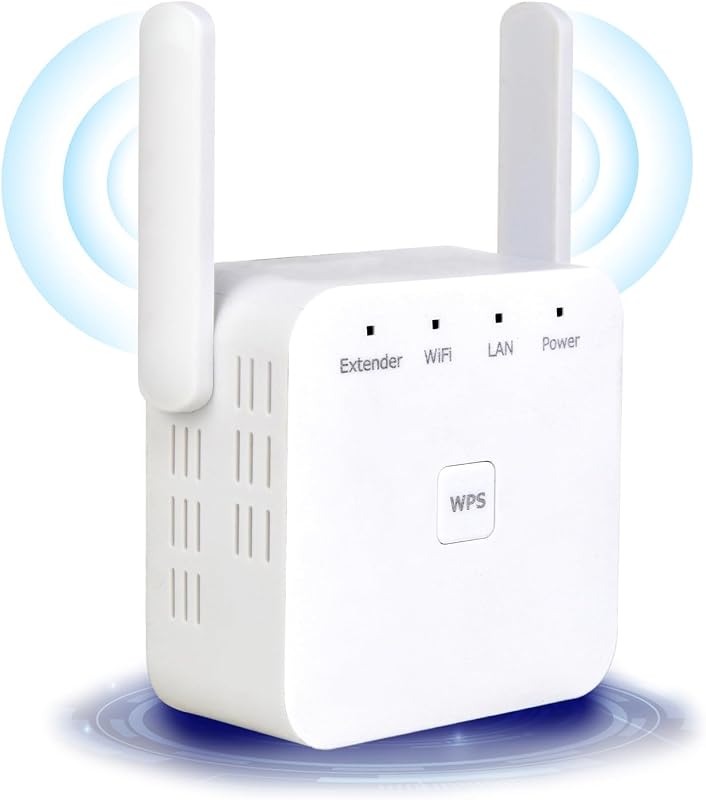 Upgraded WiFi Extender Booster- Long Range WiFi Booster for 6500 Sq.ft Homes | WiFi Extender with 2 Antennas + 55 Devices & Ethernet Port, Home Wireless Signal Booster (White)